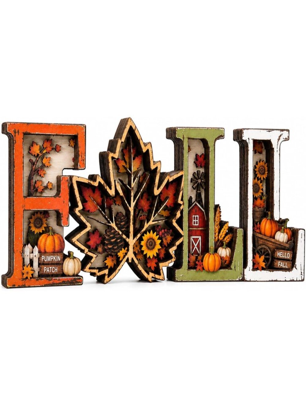🎃3D Wooden Fall Decorations Spooky Halloween Tabletop Decoration Pumpkin Decor